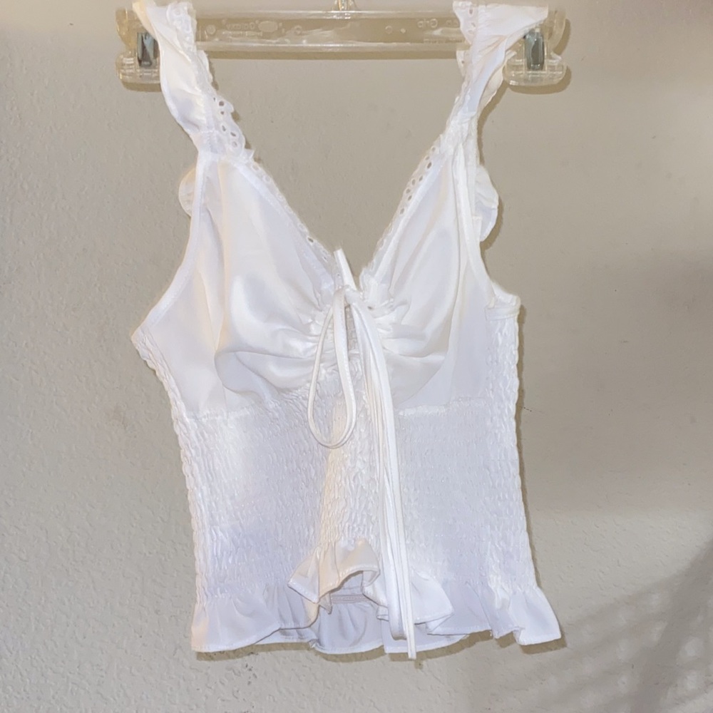White Ruffled Tank